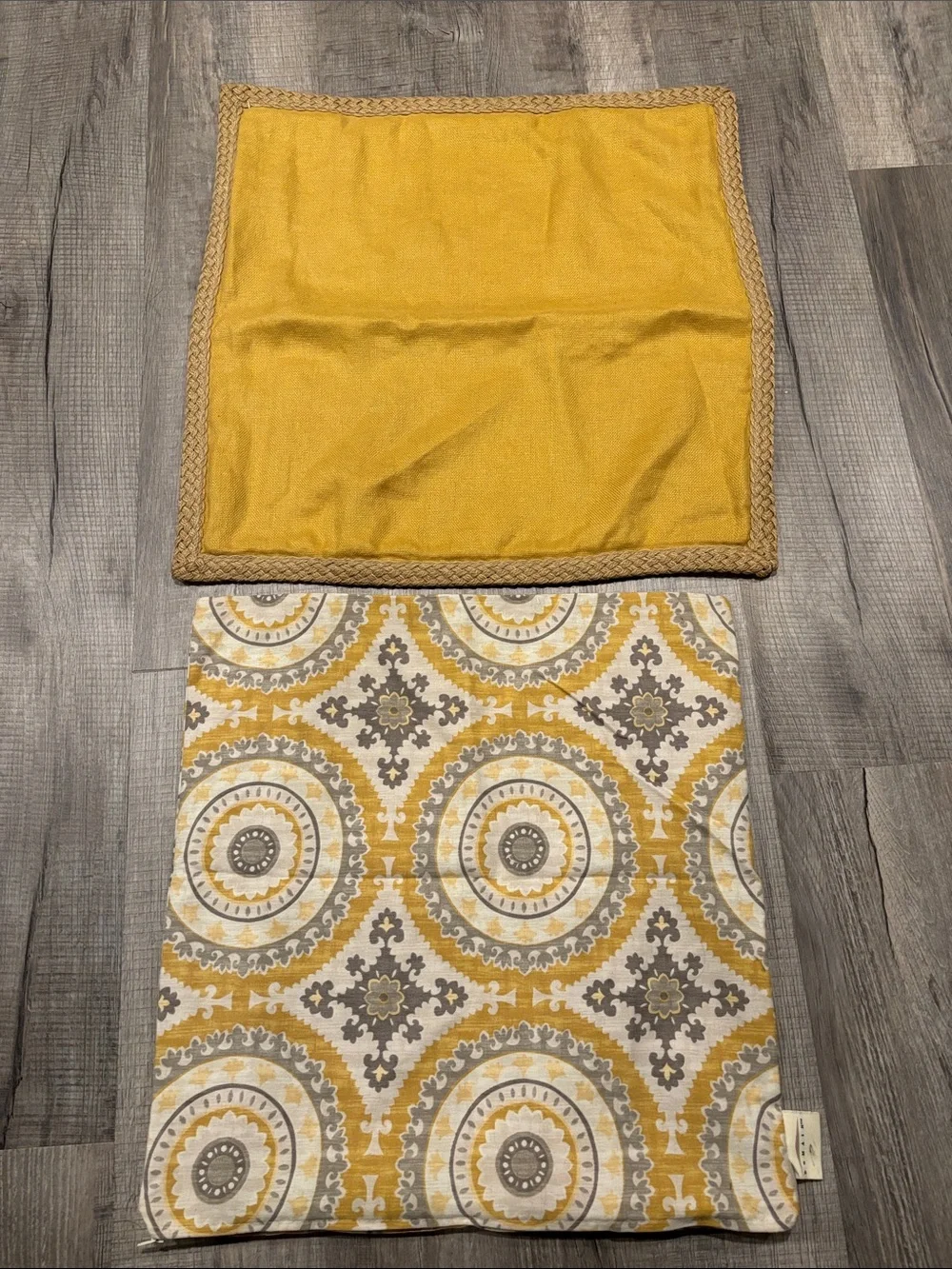 Pottery Barn Golden Yellow Linen Pillow Cover with Braided Edge & Domain cover